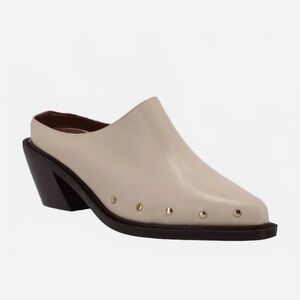 NWOT ALOHAS Women's Lorenzo Leather Mules In Cream SIZE 38